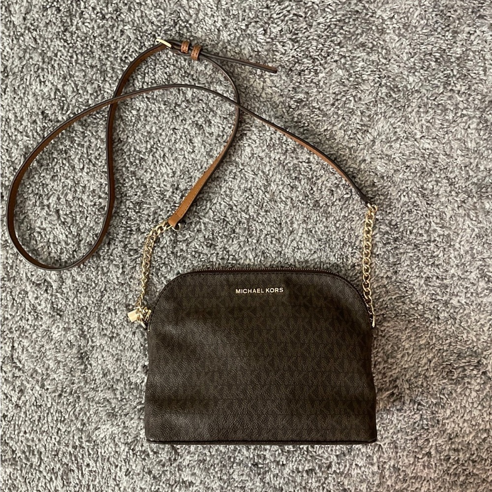 Michael Kors Brown Structured Crossbody Bag